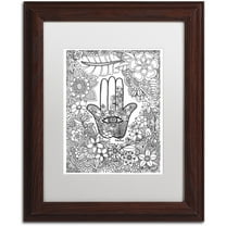 Trademark Fine Art "Hamsa Hand" Canvas Art by KCDoodleArt White Matte, Wood Frame
