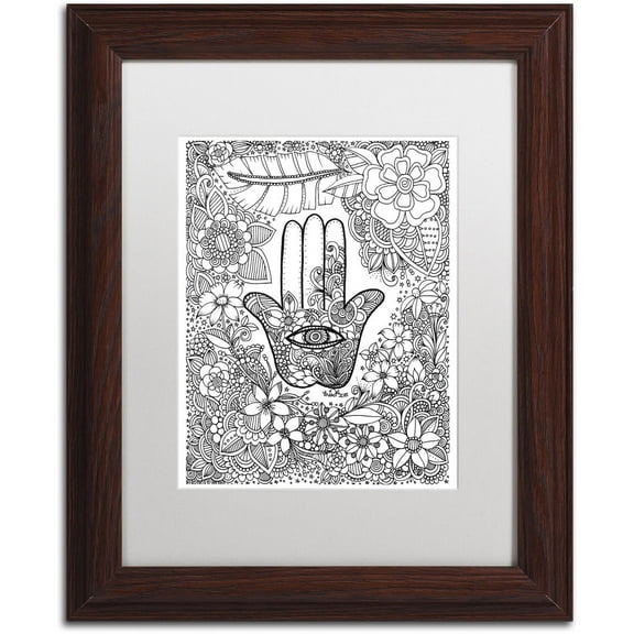 Trademark Fine Art "Hamsa Hand" Canvas Art by KCDoodleArt White Matte, Wood Frame