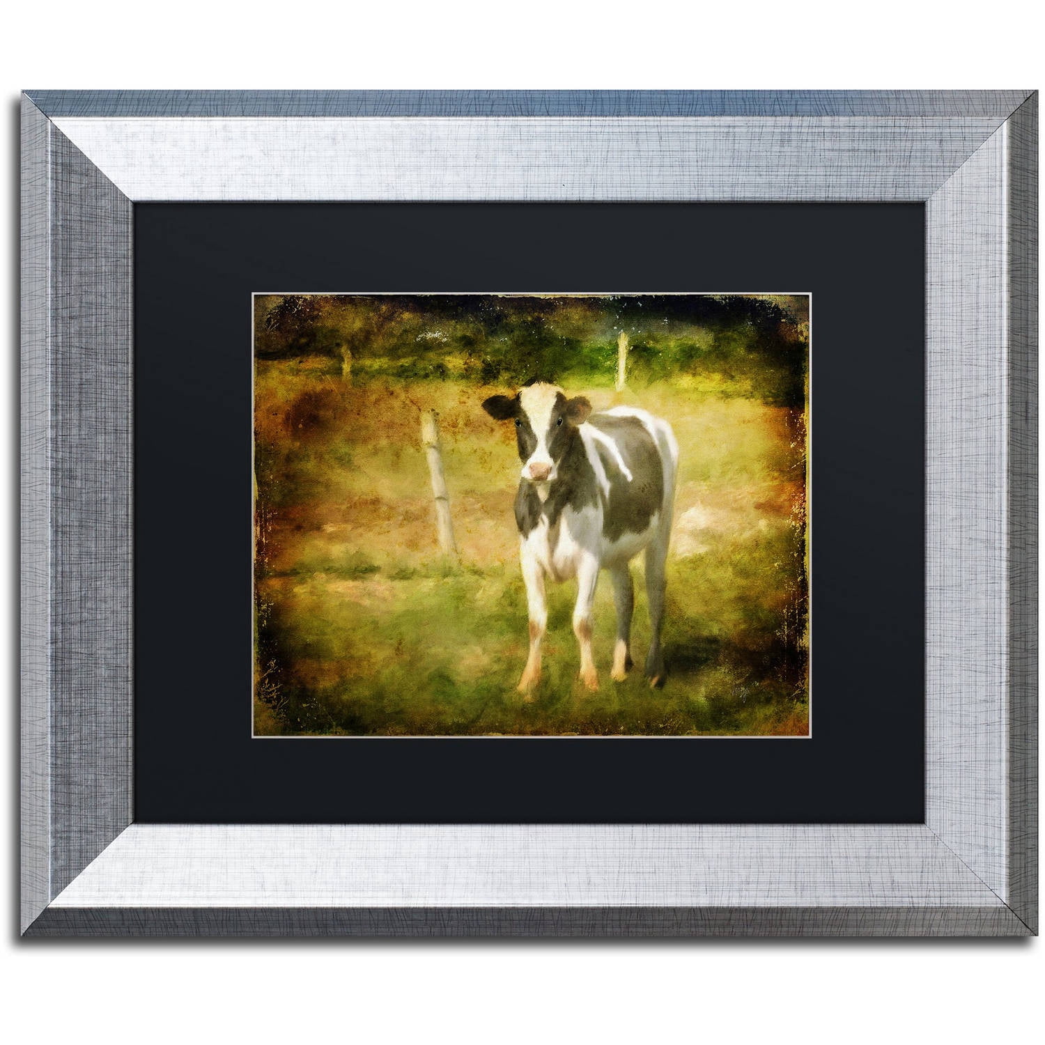 Trademark Fine Art "Handsome Holstein" Canvas Art by Lois Bryan Black Matte, Silver Frame