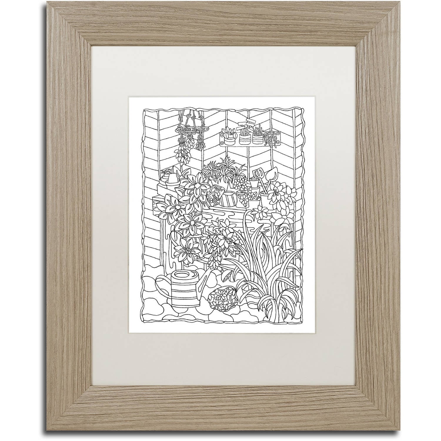 Trademark Fine Art "Hanging Herbs" Canvas Art by Kathy G. Ahrens, White Matte, Birch Frame