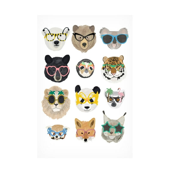 Trademark Fine Art Hanna Melin Big Cats in glasses print Canvas Wall Art