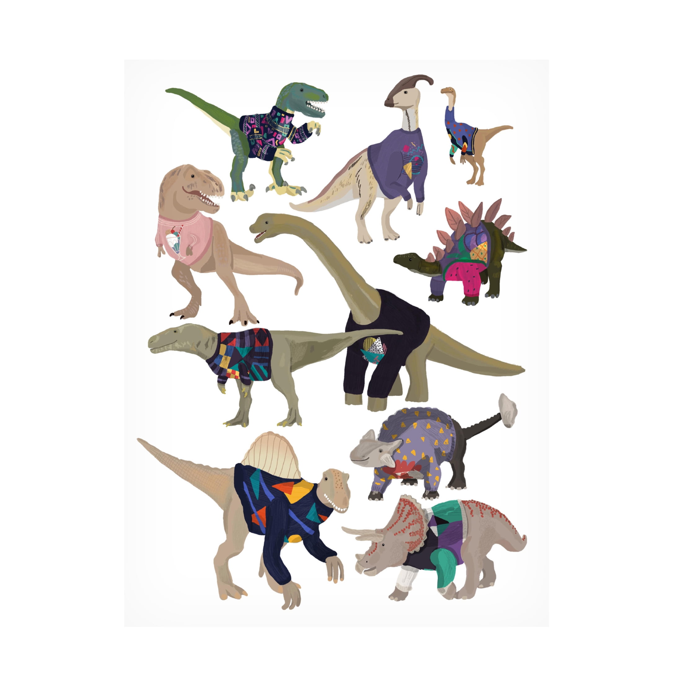 Trademark Fine Art Hanna Melin Dinosaurs In 80s Jumpers Canvas Wall Art