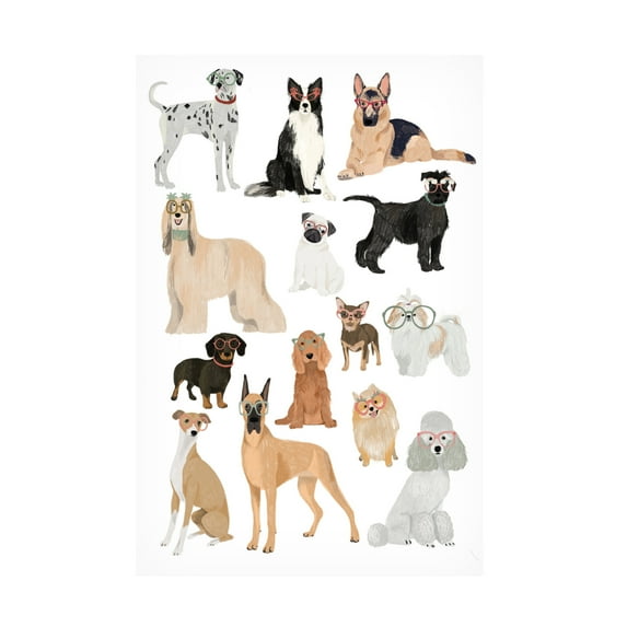 Trademark Fine Art Hanna Melin Dogs in glasses Print Canvas Wall Art