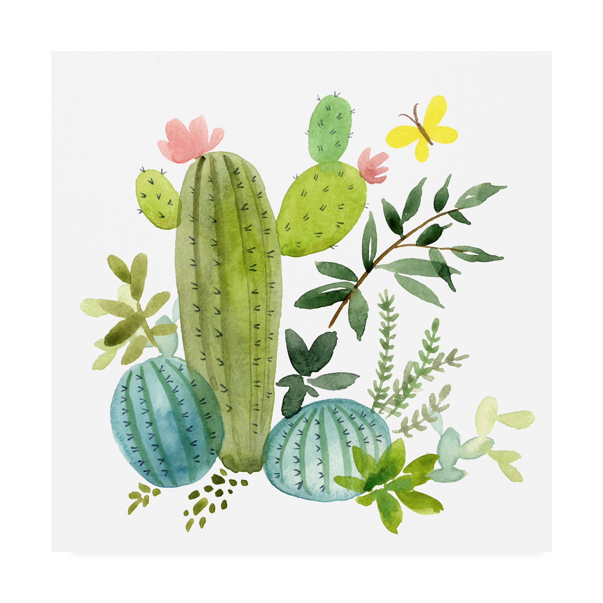 Trademark Fine Art 'Happy Cactus Painting I' Canvas Art by Jane Maday