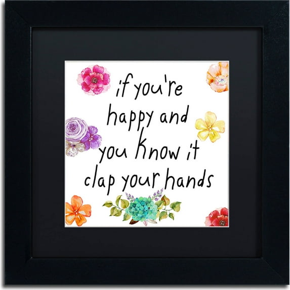 Trademark Fine Art "Happy" Canvas Art by Color Bakery, Black Matte, Black Frame