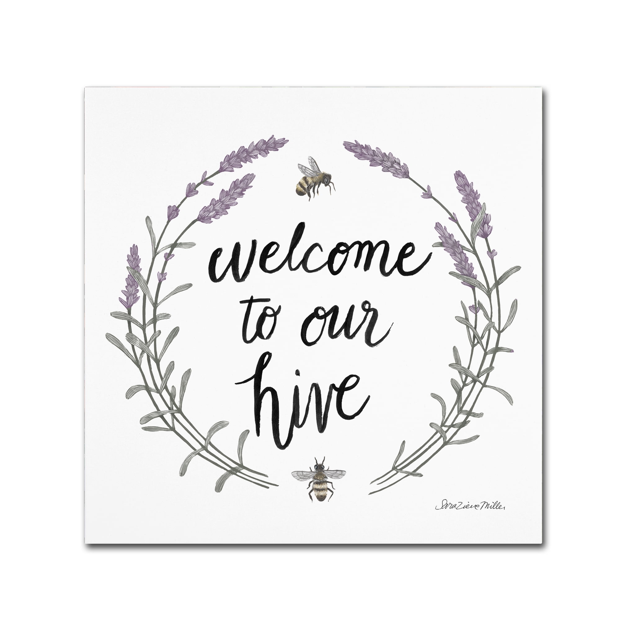 Trademark Fine Art 'Happy to Bee Home Words II' Canvas Art by Sara Zieve Miller