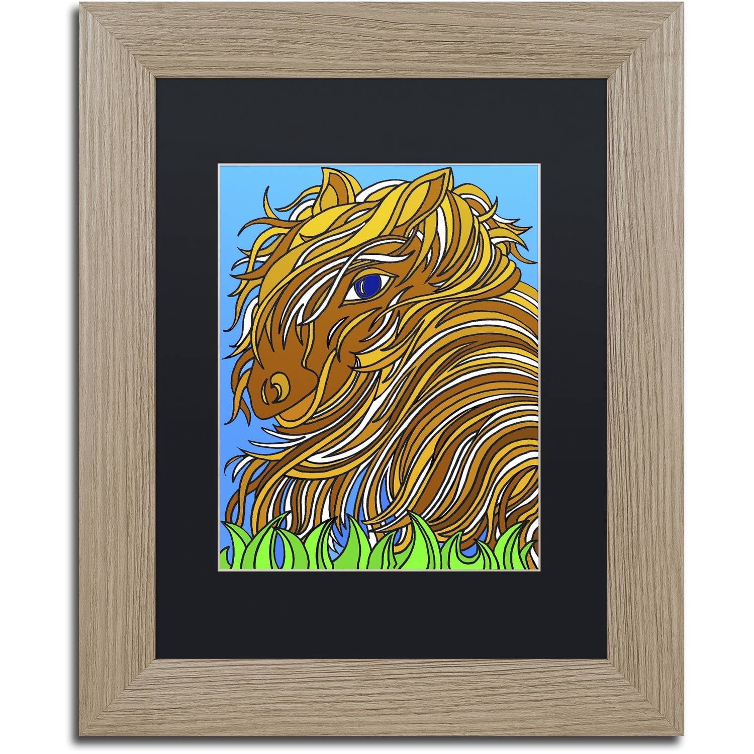 Trademark Fine Art "Harrington the Horse Alive" Canvas Art by Kathy G. Ahrens, Black Matte, Birch Frame