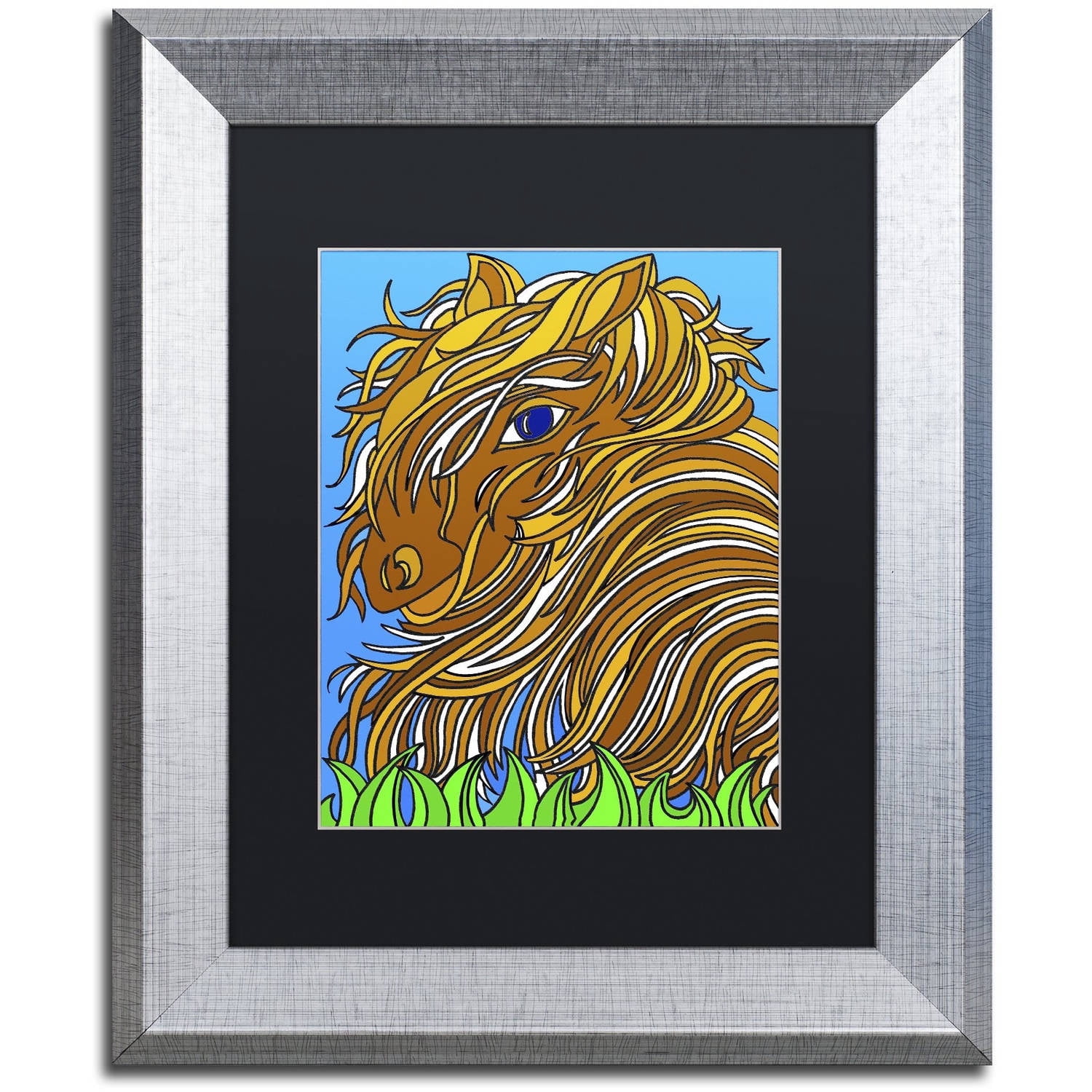 Trademark Fine Art "Harrington the Horse Alive" Canvas Art by Kathy G. Ahrens, Black Matte, Silver Frame