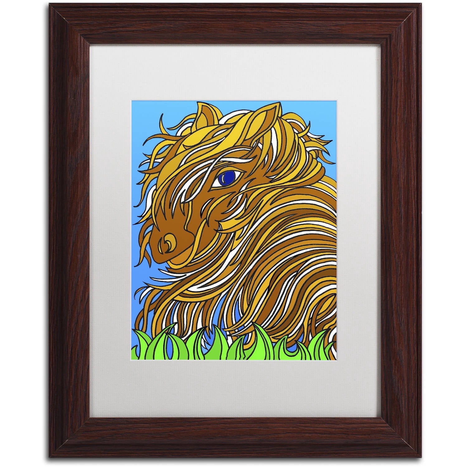 Trademark Fine Art "Harrington the Horse Alive" Canvas Art by Kathy G. Ahrens, White Matte, Wood Frame