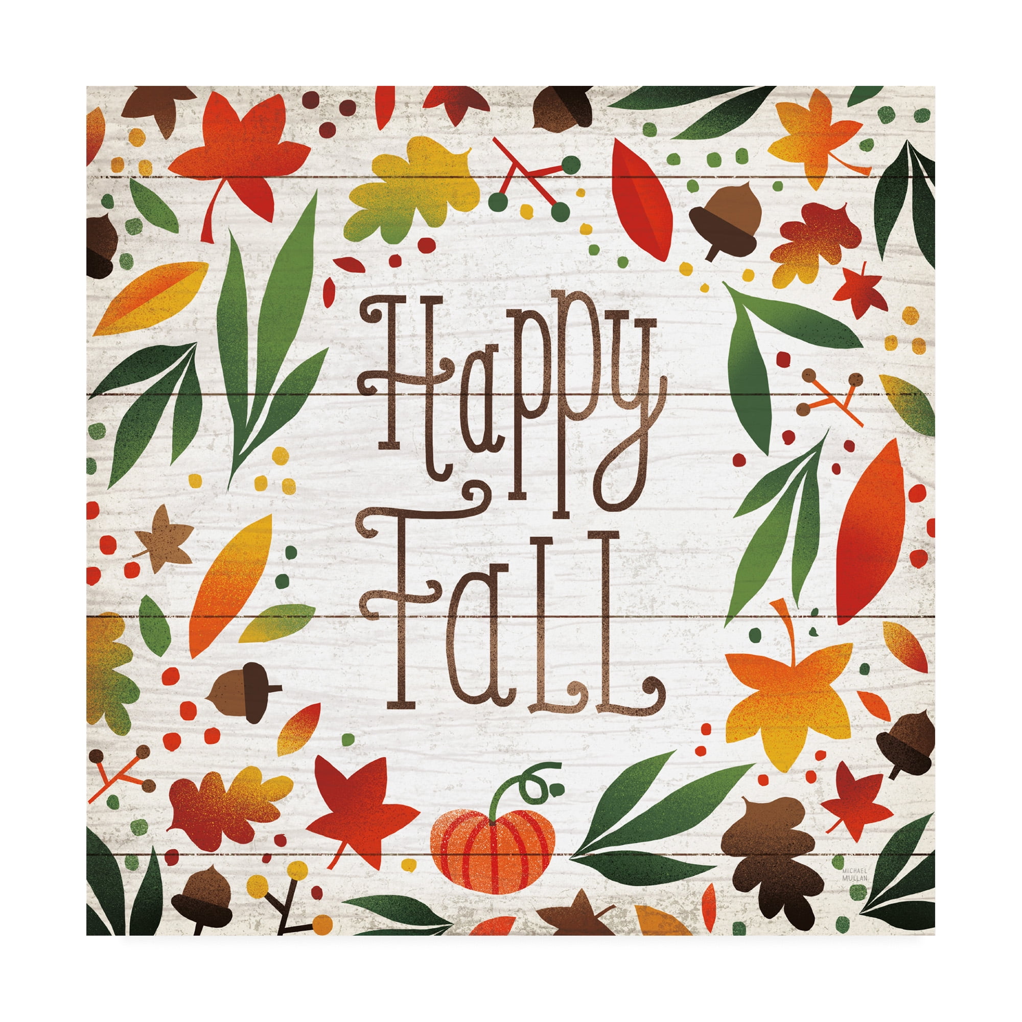 Trademark Fine Art 'Harvest Time Happy Fall Shiplap Sq' Canvas Art by Michael Mullan