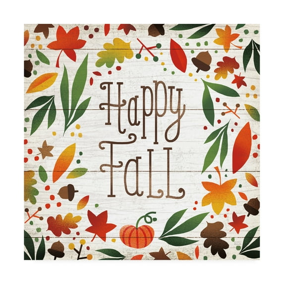 Trademark Fine Art 'Harvest Time Happy Fall Shiplap Sq' Canvas Art by Michael Mullan