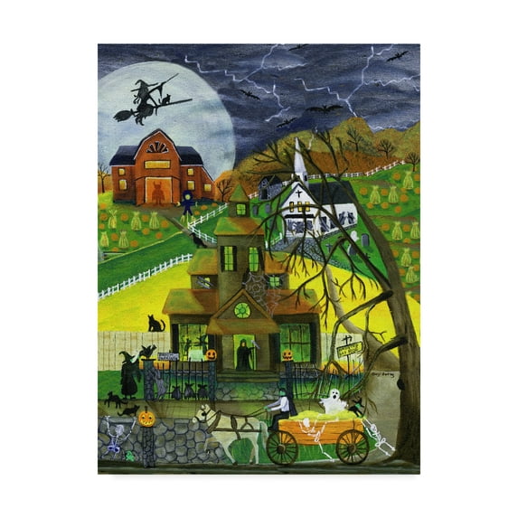 Trademark Fine Art 'Haunted Hay Ride By Witch House' Canvas Art by Cheryl Bartley
