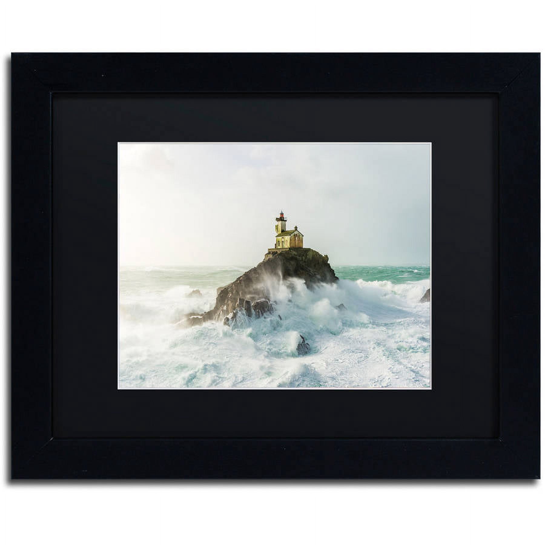 Trademark Fine Art "Haunted Lighthouse in the Storm" Canvas Art by Mathieu Rivrin, Black Matte, Black Frame
