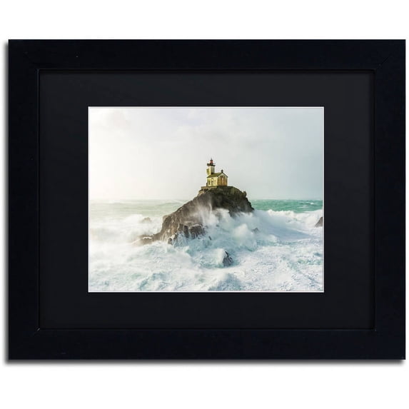 Trademark Fine Art "Haunted Lighthouse in the Storm" Canvas Art by Mathieu Rivrin, Black Matte, Black Frame