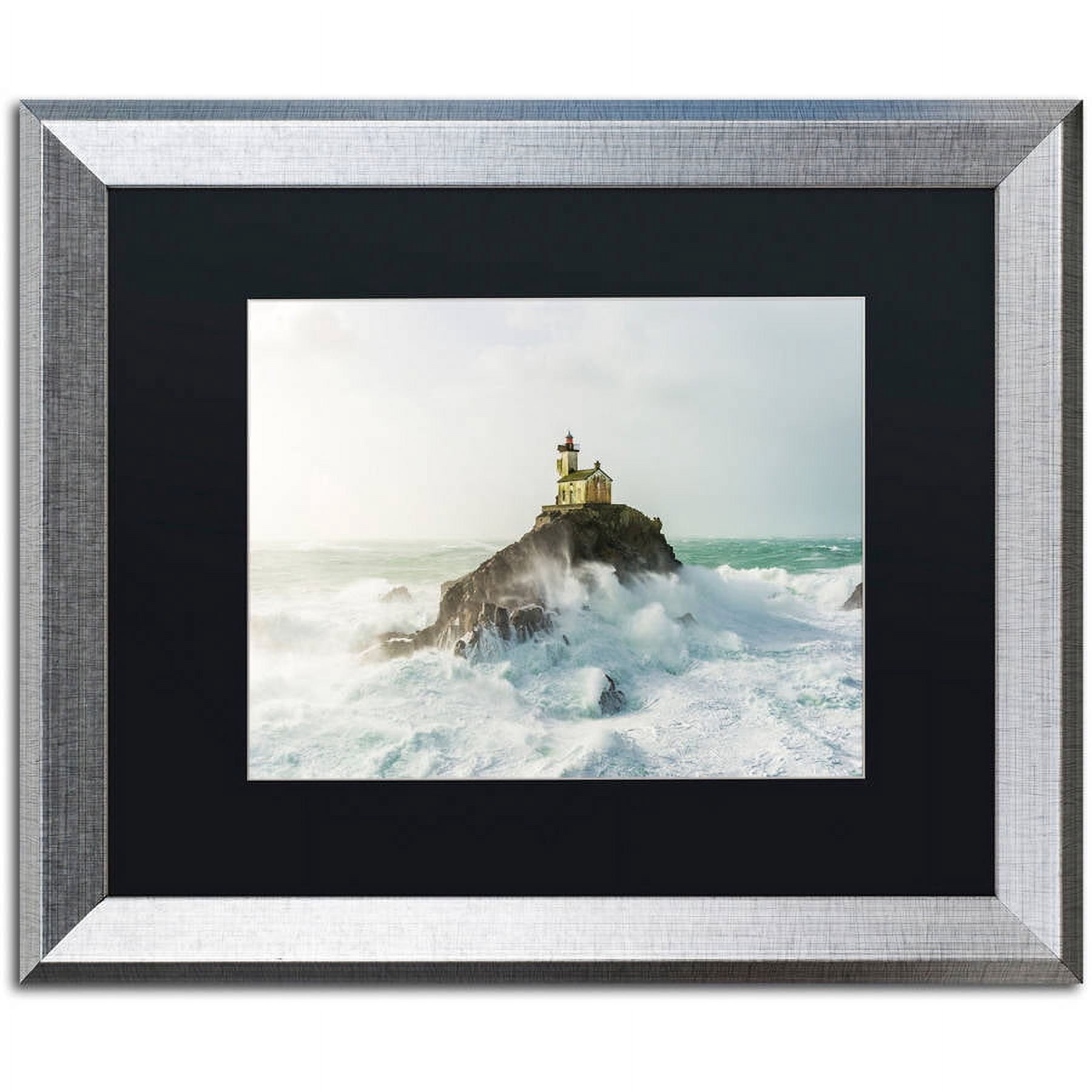 Trademark Fine Art "Haunted Lighthouse in the Storm" Canvas Art by Mathieu Rivrin, Black Matte, Silver Frame
