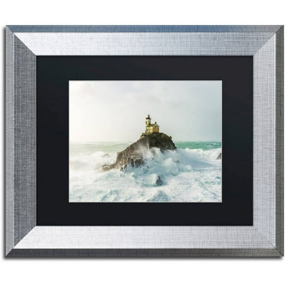 Trademark Fine Art "Haunted Lighthouse in the Storm" Canvas Art by Mathieu Rivrin, Black Matte, Silver Frame
