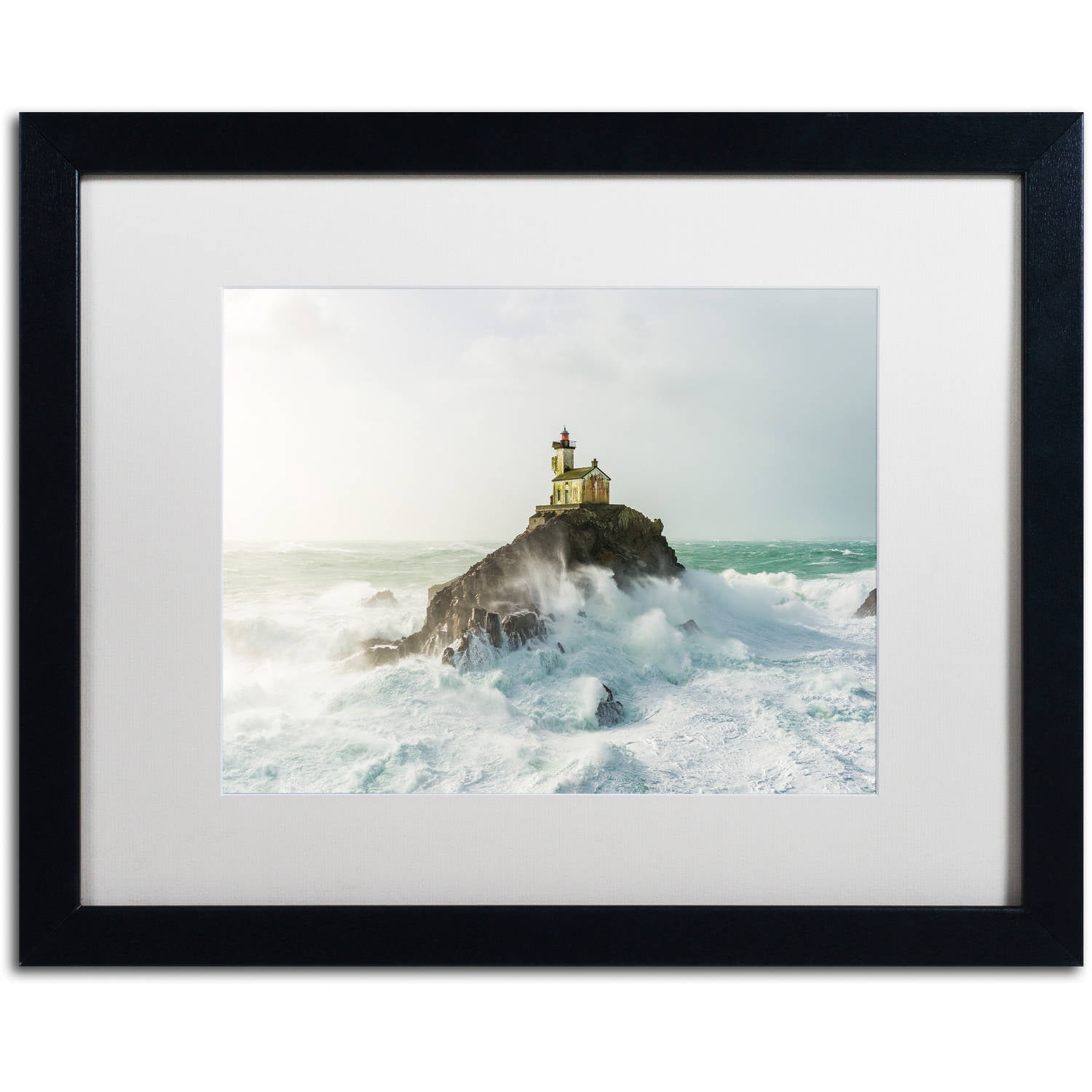 Trademark Fine Art "Haunted Lighthouse in the Storm" Canvas Art by Mathieu Rivrin, White Matte, Black Frame
