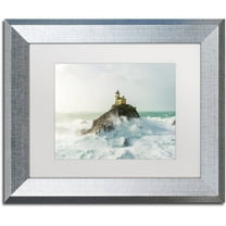 Trademark Fine Art "Haunted Lighthouse in the Storm" Canvas Art by Mathieu Rivrin, White Matte, Silver Frame