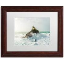 Trademark Fine Art "Haunted Lighthouse in the Storm" Canvas Art by Mathieu Rivrin, White Matte, Wood Frame