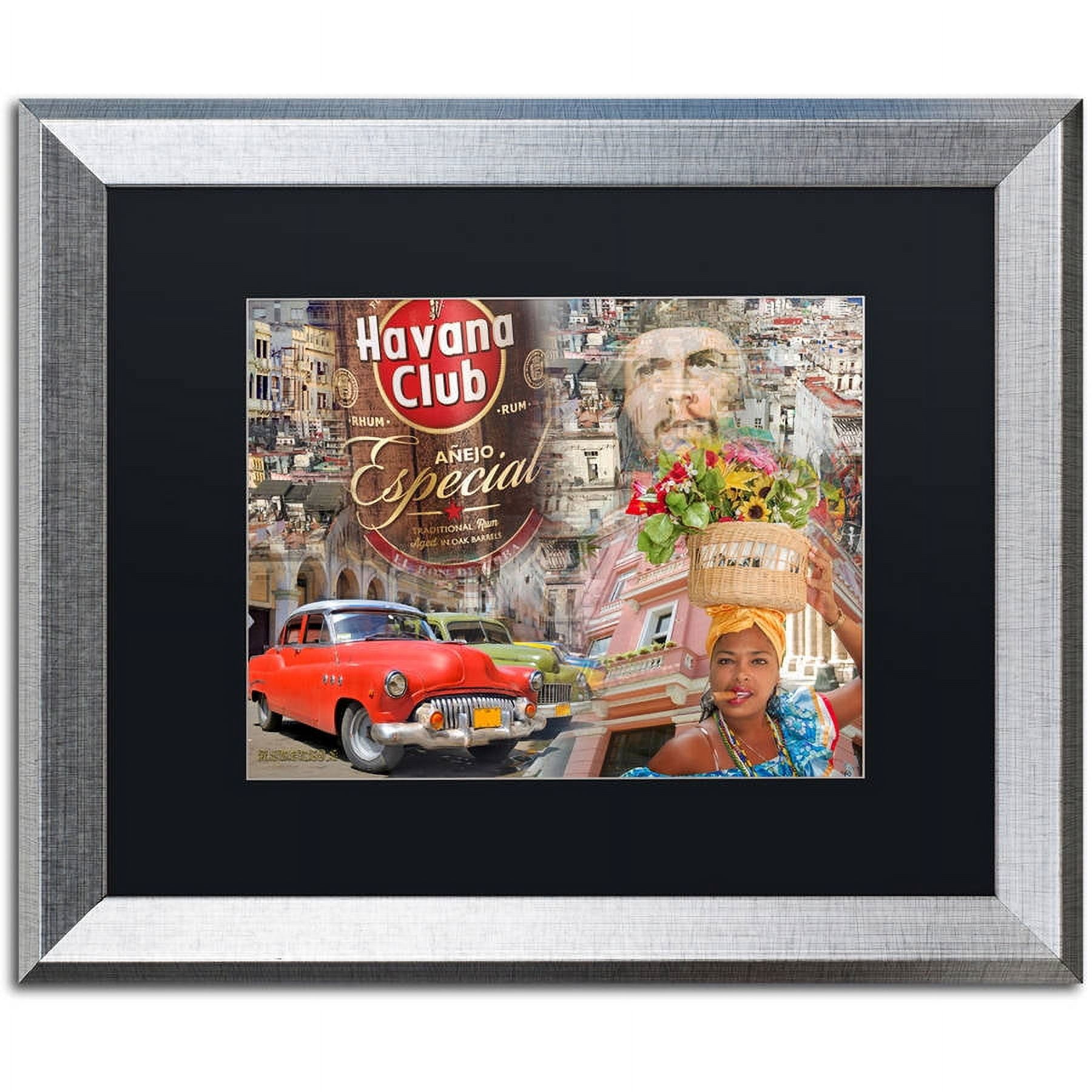 Trademark Fine Art "Havana Club I" Canvas Art by Alberto Lopez, Black Matte, Silver Frame