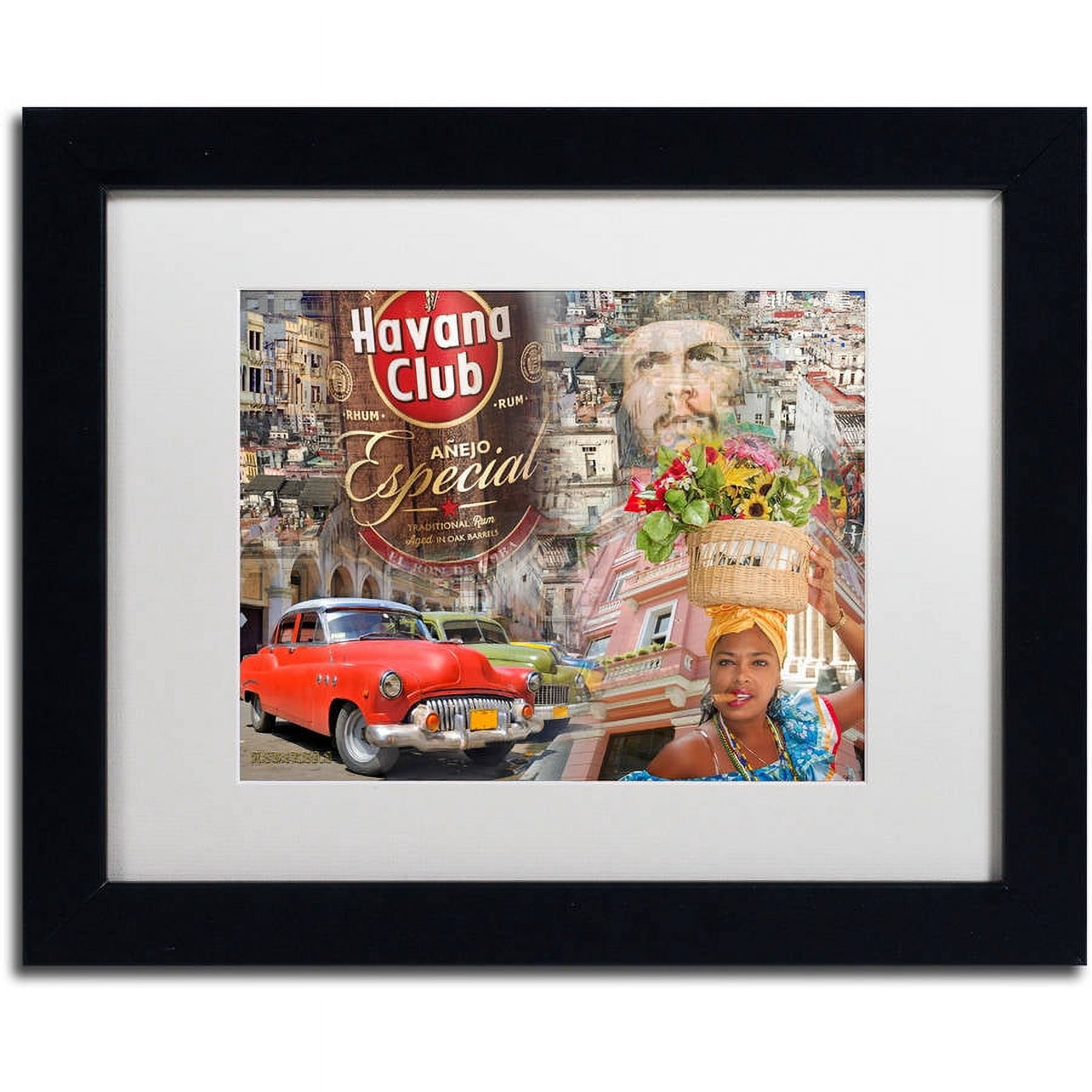 Trademark Fine Art "Havana Club I" Canvas Art by Alberto Lopez, White Matte, Black Frame