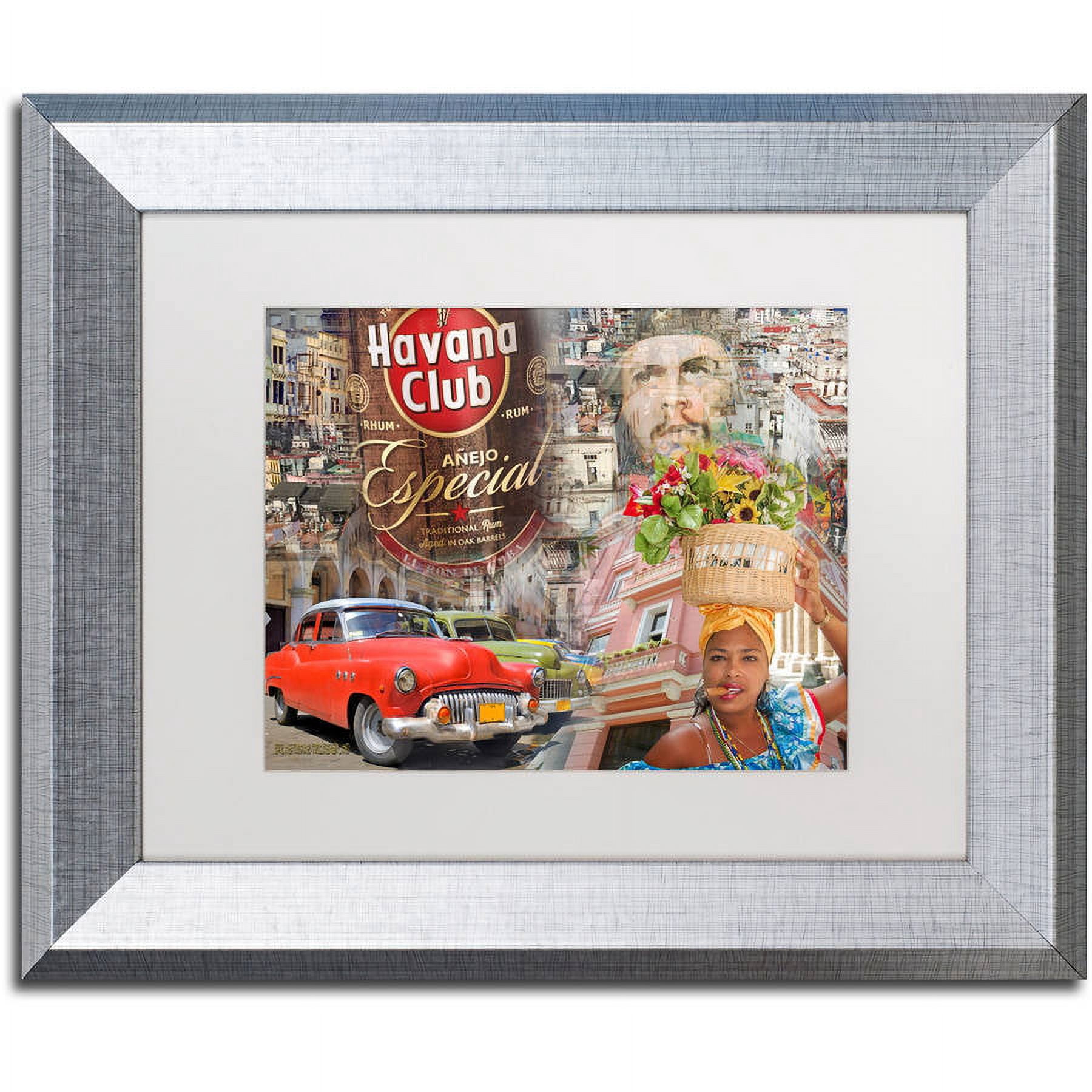 Trademark Fine Art "Havana Club I" Canvas Art by Alberto Lopez, White Matte, Silver Frame
