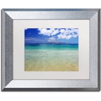 Trademark Fine Art "Hawaii Blue Beach" Canvas Art by Pierre Leclerc White Matte, Silver Frame