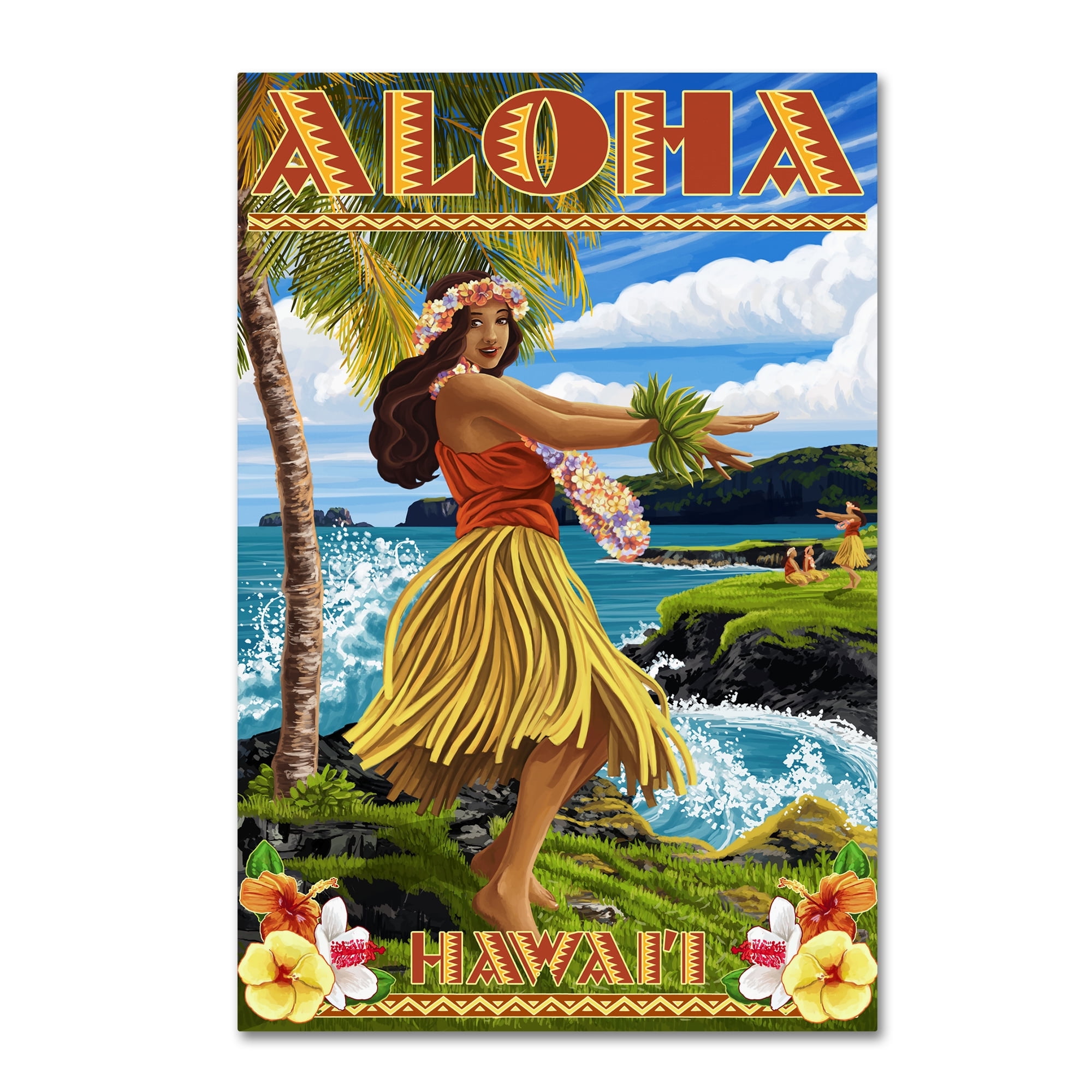 Hawaiian Coastal Dance Print on Canvas, 27x33