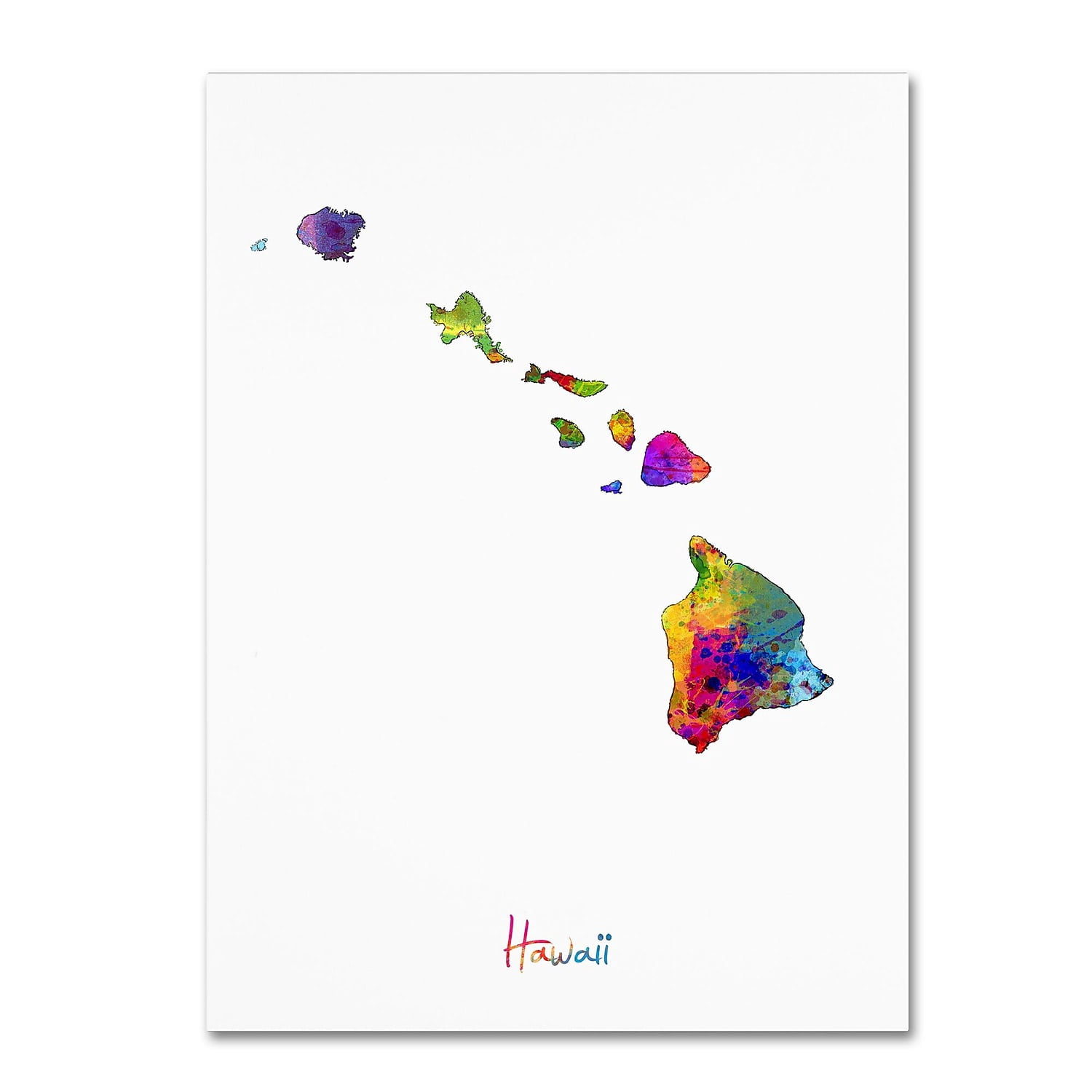 Trademark Fine Art "Hawaii Map" Canvas Art by Michael Tompsett