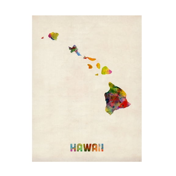 Trademark Fine Art Michael Tompsett Hawaii Map Canvas Wall Art - 35x47
