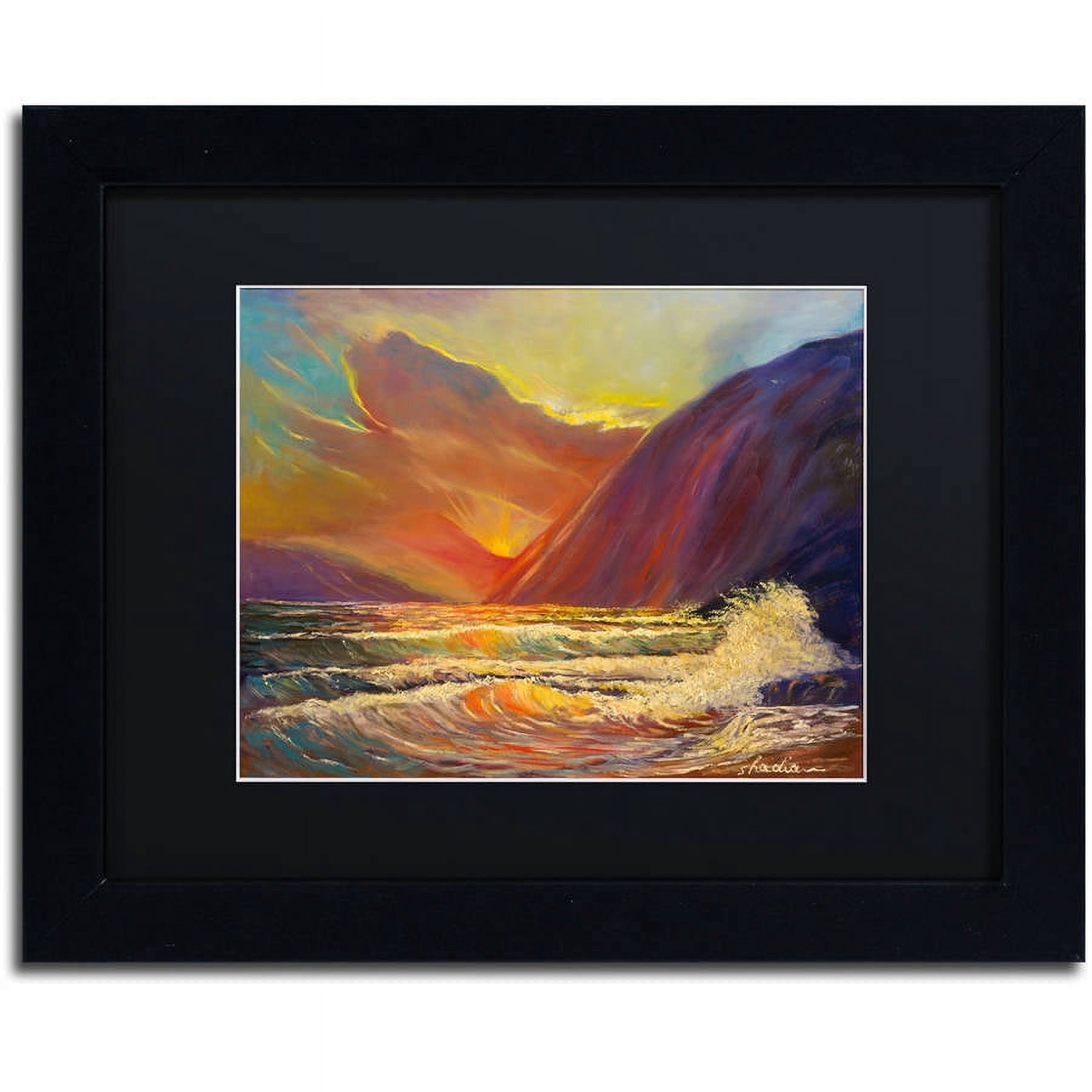 Trademark Fine Art "Hawaiian Coastal Sunset" Canvas Art by Manor Shadian, Black Matte, Black Frame