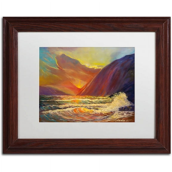 Trademark Fine Art "Hawaiian Coastal Sunset" Canvas Art by Manor Shadian, White Matte, Wood Frame