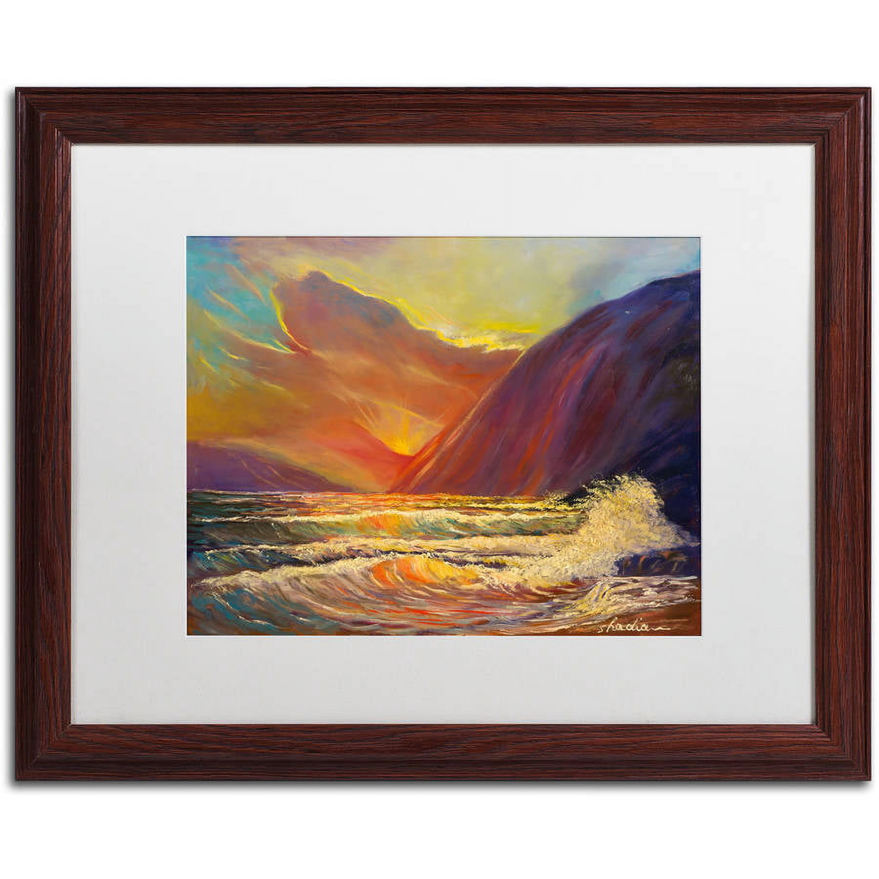 Trademark Fine Art "Hawaiian Coastal Sunset" Canvas Art by Manor Shadian, White Matte, Wood Frame