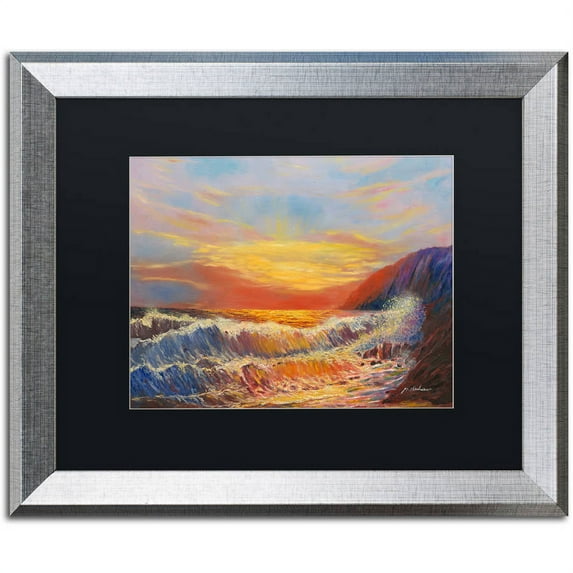 Trademark Fine Art "Hawaiian Sunset" Canvas Art by Manor Shadian, Black Matte, Silver Frame