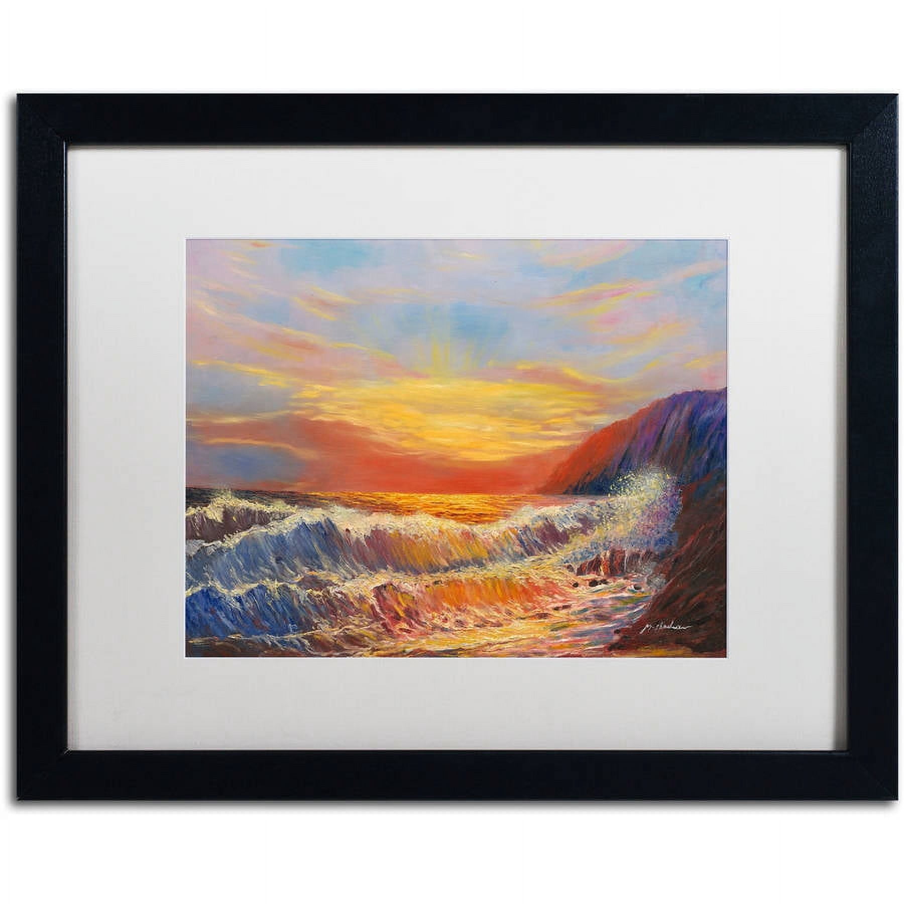 Trademark Fine Art "Hawaiian Sunset" Canvas Art by Manor Shadian, White Matte, Black Frame