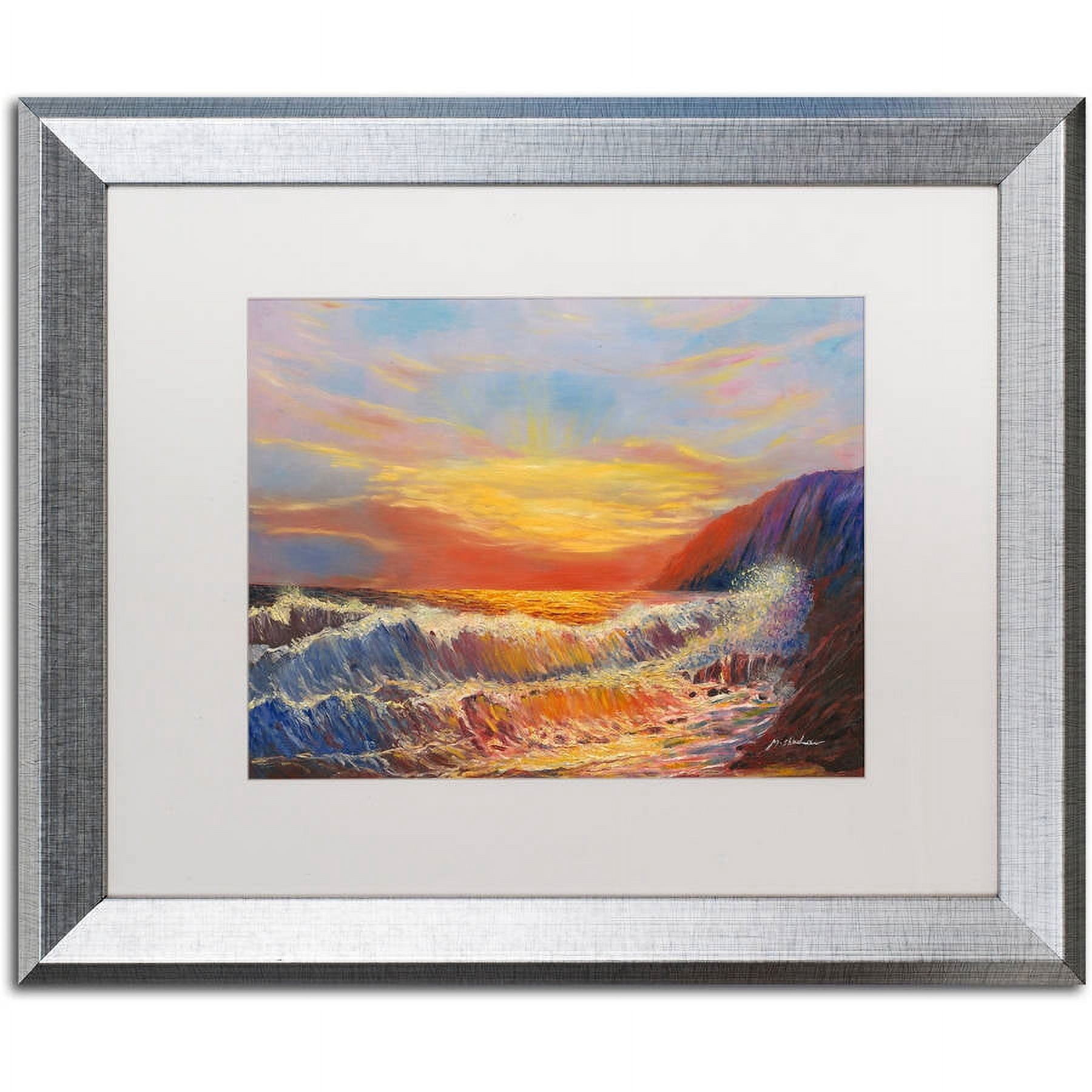 Trademark Fine Art "Hawaiian Sunset" Canvas Art by Manor Shadian, White Matte, Silver Frame