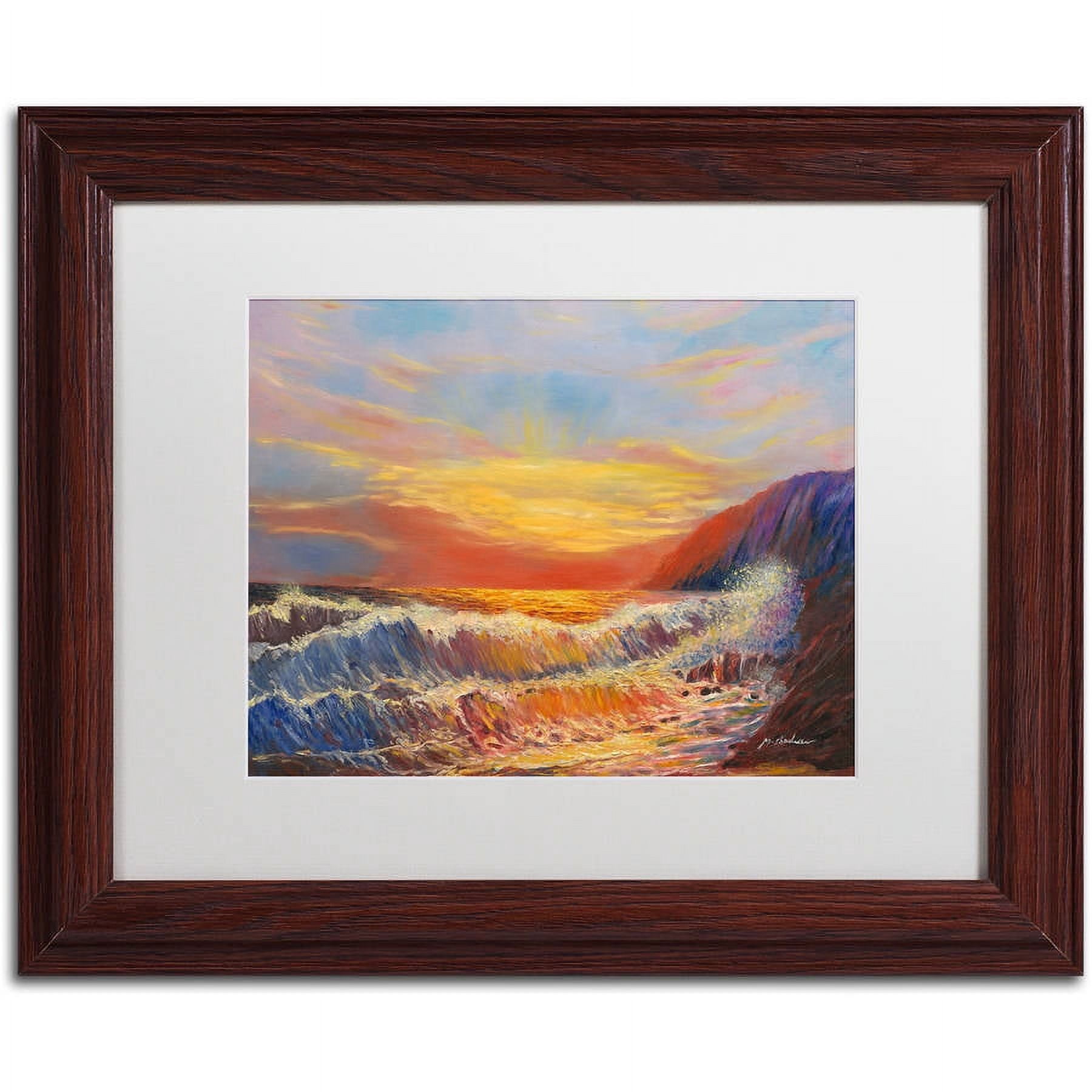 Trademark Fine Art "Hawaiian Sunset" Canvas Art by Manor Shadian, White Matte, Wood Frame