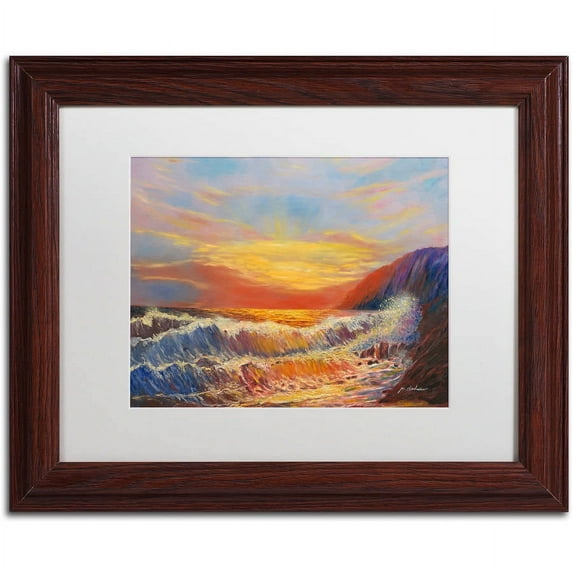 Trademark Fine Art "Hawaiian Sunset" Canvas Art by Manor Shadian, White Matte, Wood Frame
