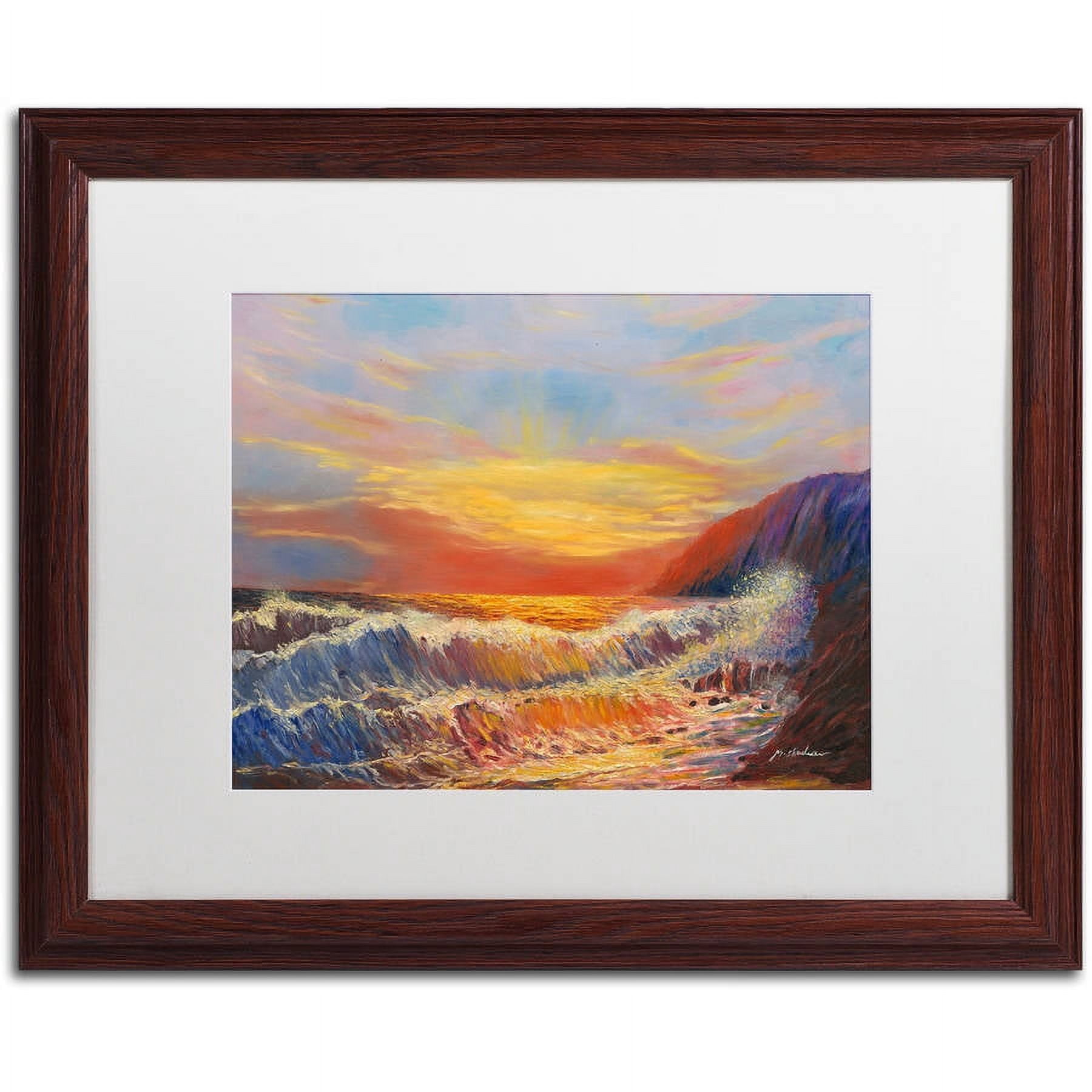 Trademark Fine Art "Hawaiian Sunset" Canvas Art by Manor Shadian, White Matte, Wood Frame