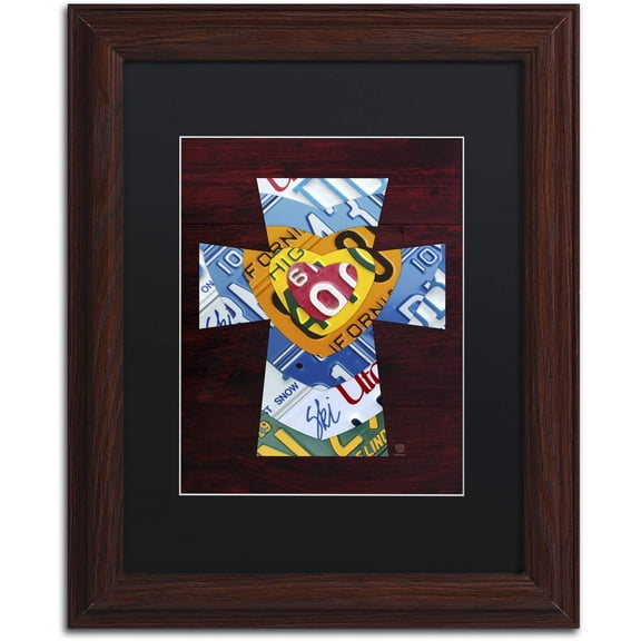 Trademark Fine Art 'Heart Cross' Canvas Art by Design Turnpike, Black Matte, Wood Frame