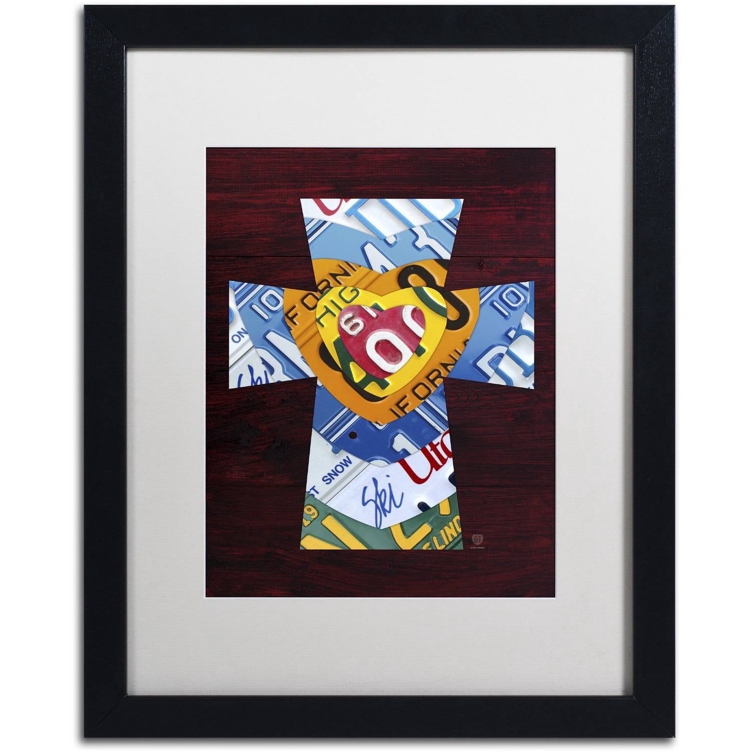 Trademark Fine Art 'Heart Cross' Canvas Art by Design Turnpike, White Matte, Black Frame