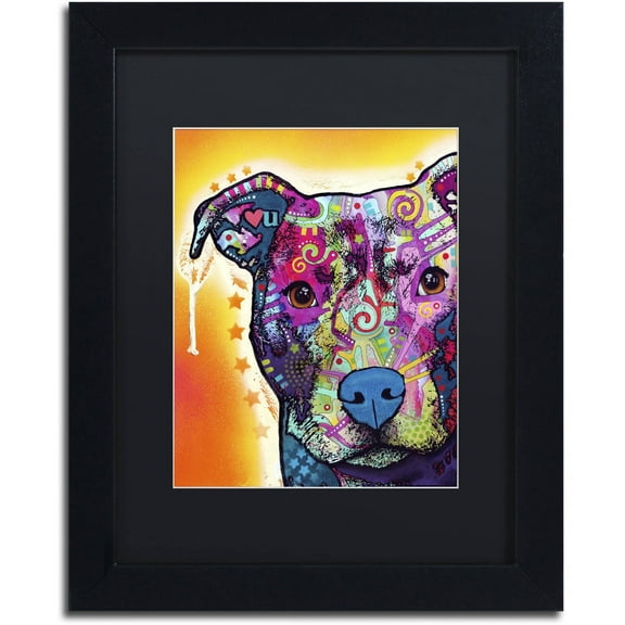 Trademark Fine Art "Heart U Pit Bull" Canvas Art by Dean Russo, Black Matte, Black Frame
