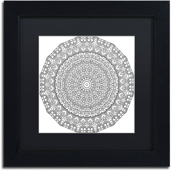 Trademark Fine Art "Hearts Mandala" Canvas Art by Kathy G. Ahrens, Black Matte, Black Frame