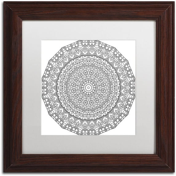 Trademark Fine Art "Hearts Mandala" Canvas Art by Kathy G. Ahrens, White Matte, Wood Frame