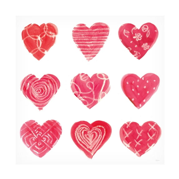 Trademark Fine Art 'Hearts and More Hearts I' Canvas Art by Sue Schlabach