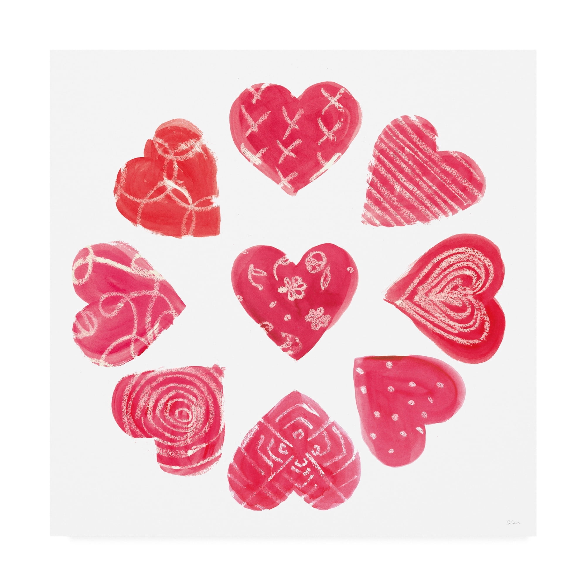 Trademark Fine Art 'Hearts and More Hearts II' Canvas Art by Sue Schlabach