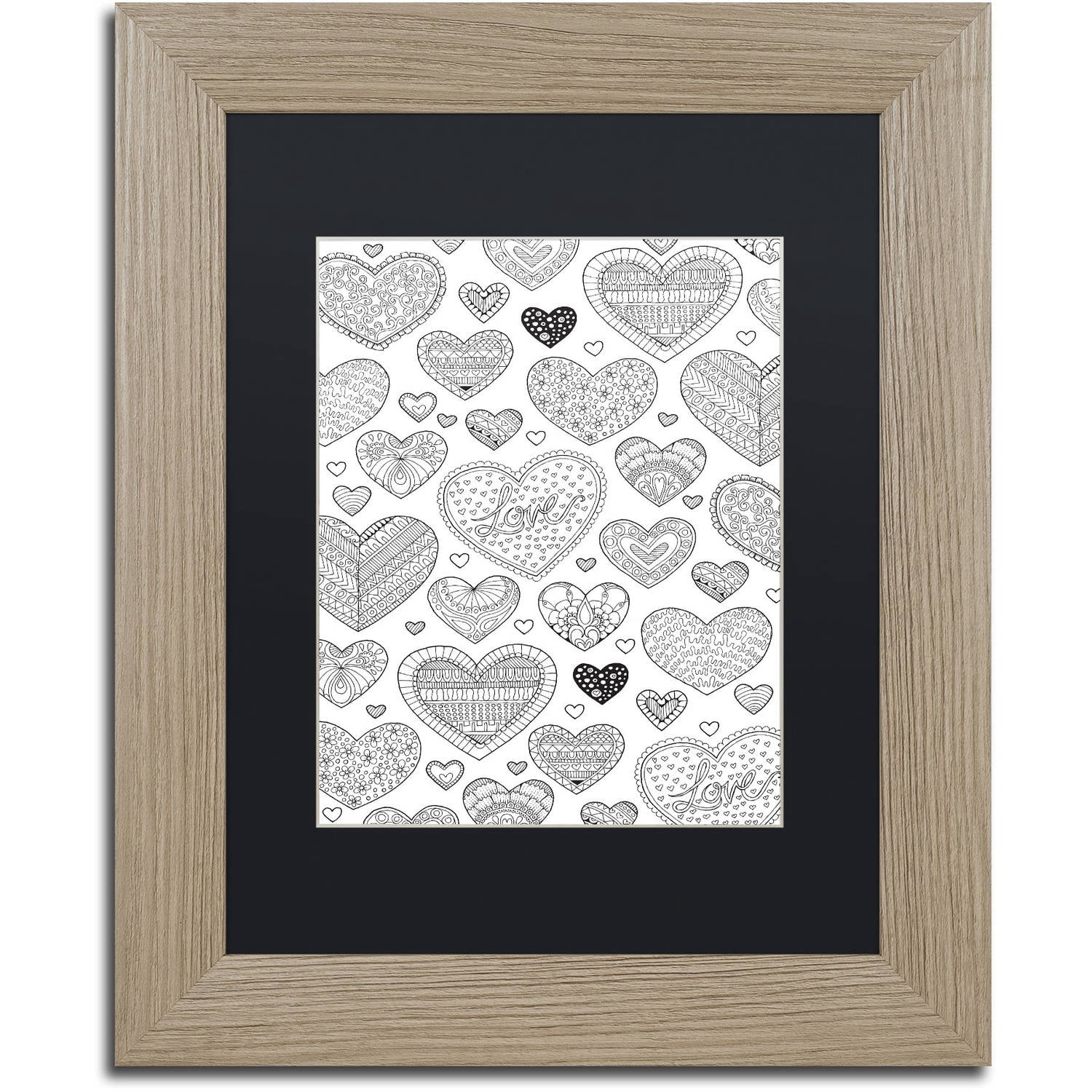 Trademark Fine Art "Hearts on Hearts" Canvas Art by Hello Angel, Black Matte, Birch Frame