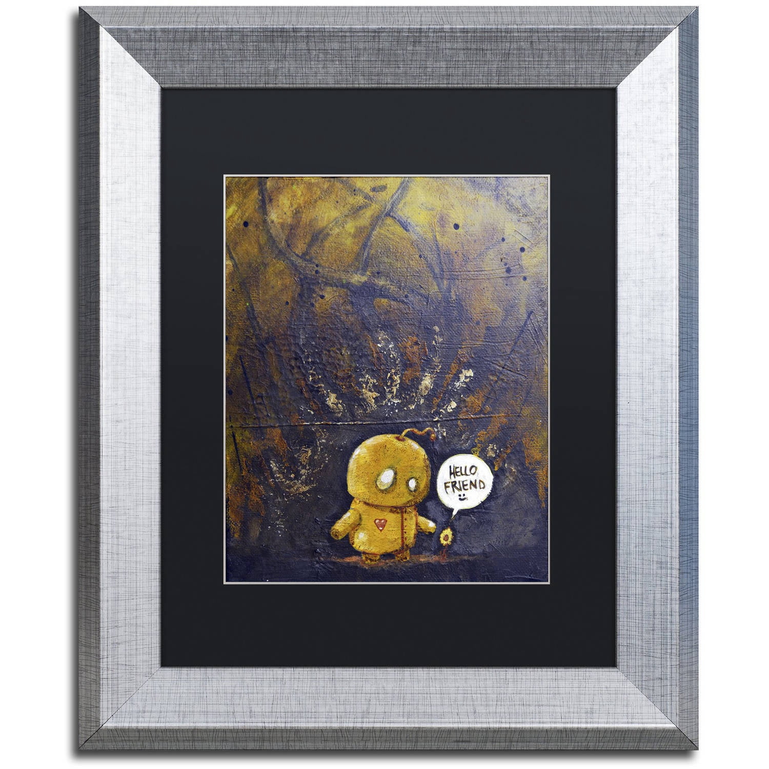 Trademark Fine Art 'Hello Friend' Canvas Art by Craig Snodgrass, Black Matte, Silver Frame