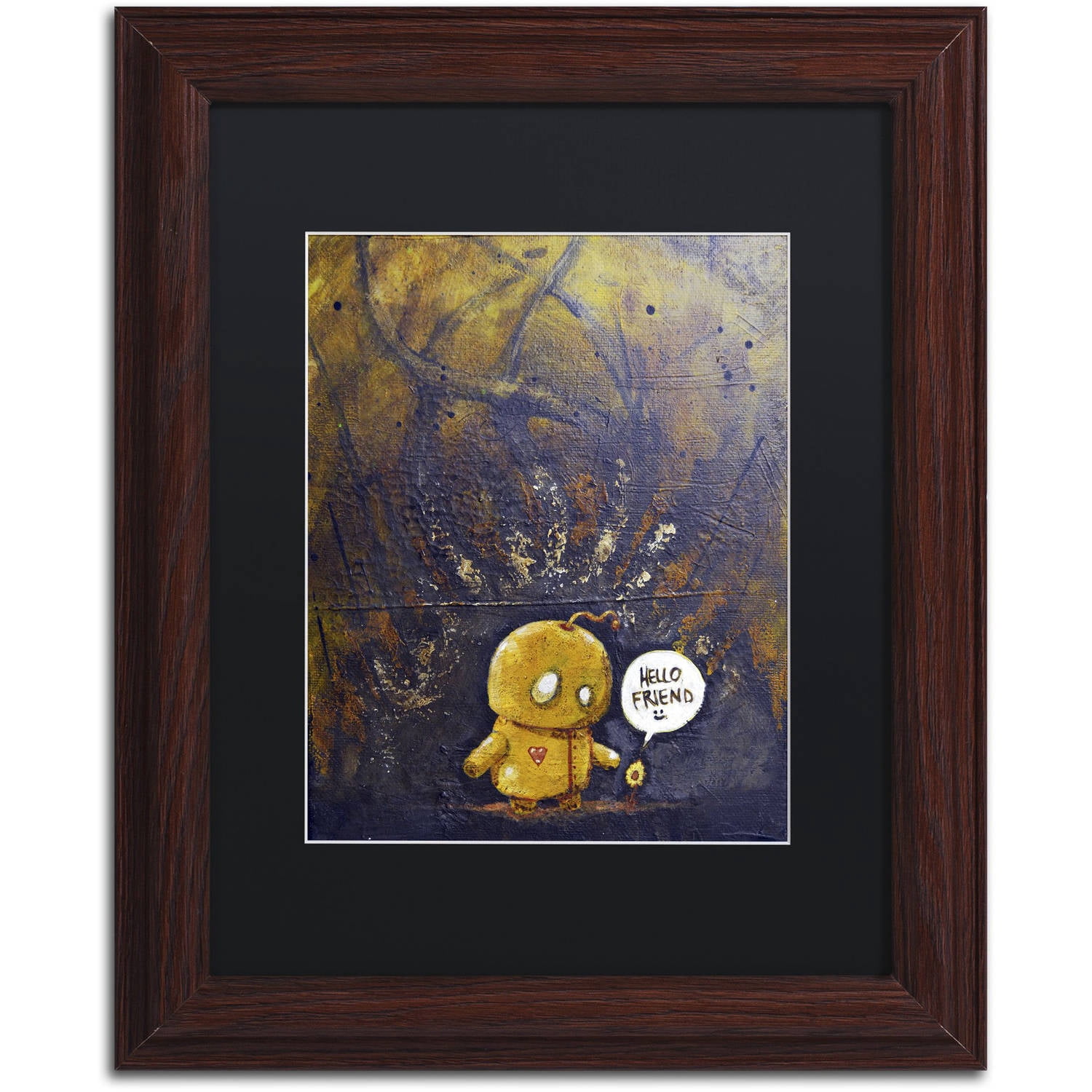 Trademark Fine Art 'Hello Friend' Canvas Art by Craig Snodgrass, Black Matte, Wood Frame