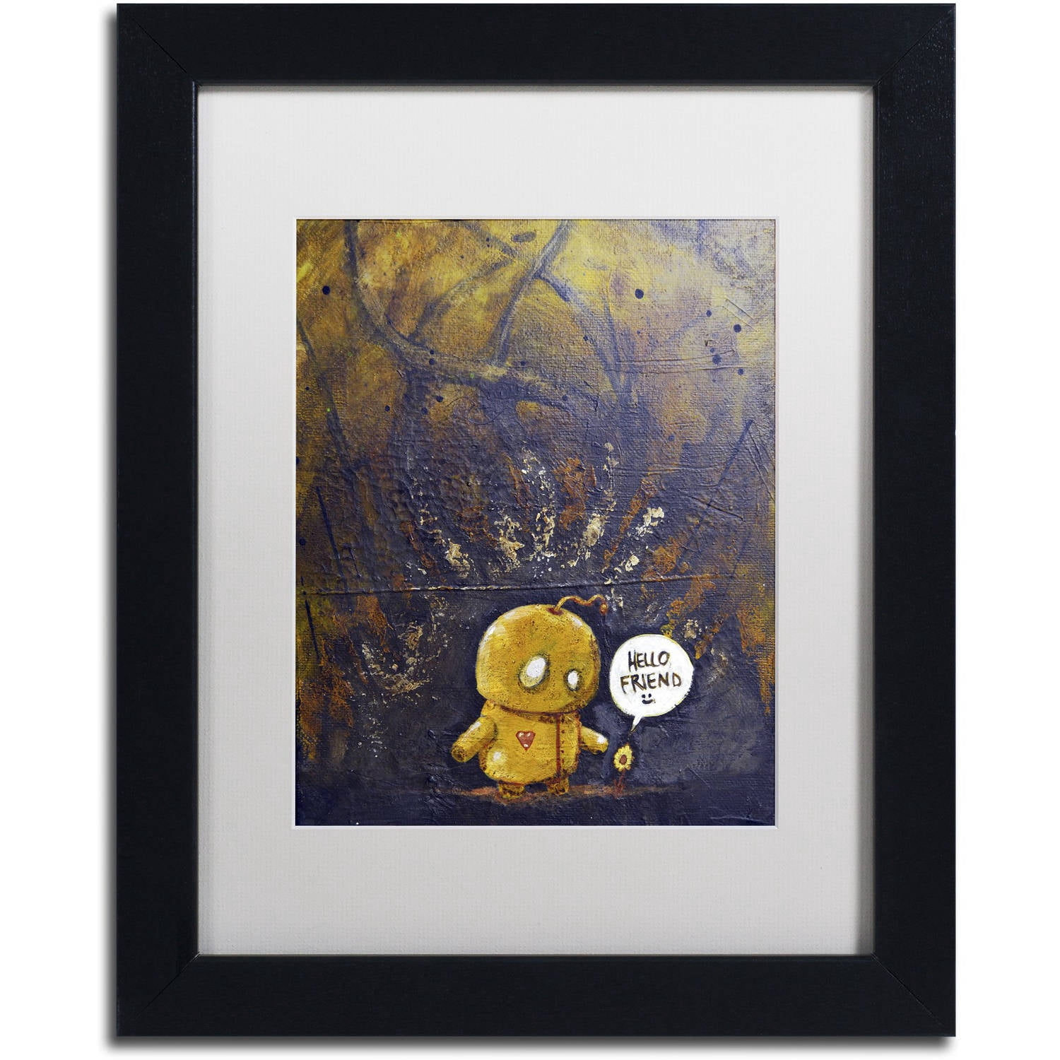 Trademark Fine Art 'Hello Friend' Canvas Art by Craig Snodgrass, White Matte, Black Frame